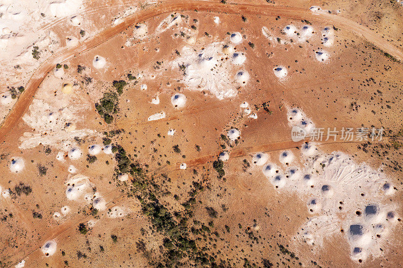 Coober Pedy Opal矿山鸟瞰图，南澳大利亚